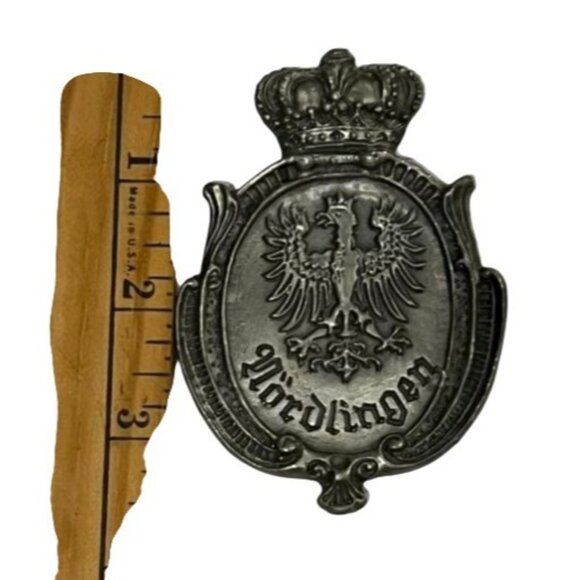 Antique Pewter German Nördlingen Badge With Crown & Eagle Emblem - Picture 7 of 7